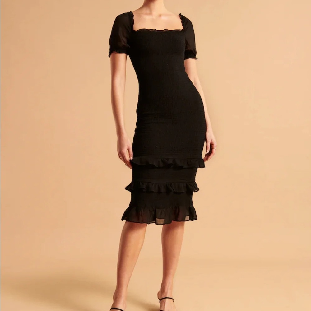 Abercrombie & Fitch Midi Dress Gothcore Black Smocked Midi Dress S Petite